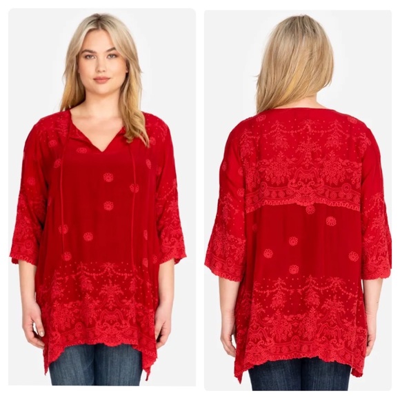 Johnny Was Tops - Johnny Was Antik Lace Flare Tunic Blouse